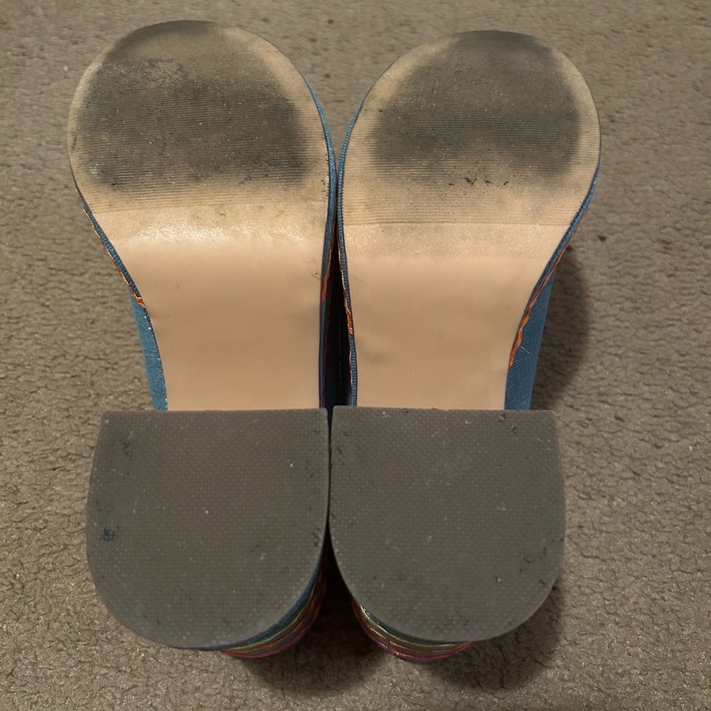 Wild Pair Rosaly Platform Wedge Sandals Blue Denim Multi - Picture 5 of 5